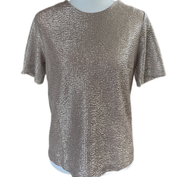 Sparkly Metallic Short Sleeve Blouse, Size S - Picture 2 of 5